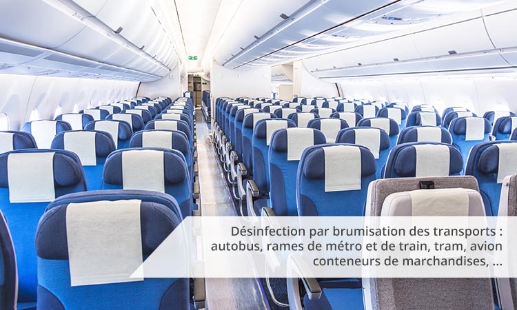 Désinfection d'un avion par brumisation et filtre biocide pour la ventilation